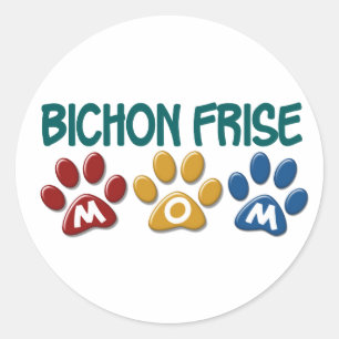 BICHON FRISE MAMA Paw Print Runder Aufkleber