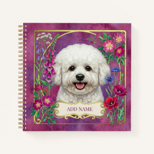Bichon Frise Maßgeschneidertes rosa Notizbuch-Gesc Notizbuch