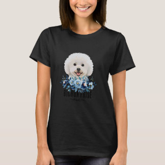 Bichon Frise mit Blumen Hundemutter Süße Tierbesit T-Shirt