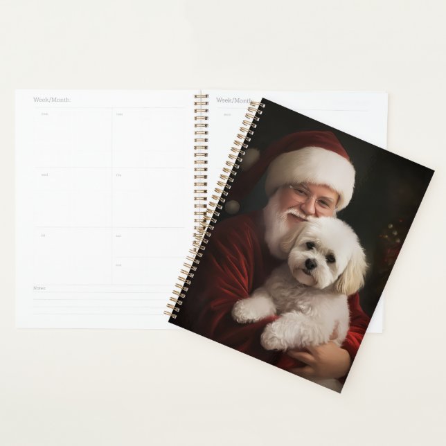 Bichon Frise mit dem Weihnachtsmann Weihnachten Planer (Anzeige)