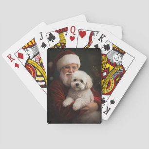 Bichon Frise mit dem Weihnachtsmann Weihnachten Spielkarten