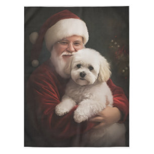 Bichon Frise mit dem Weihnachtsmann Weihnachten Tischdecke
