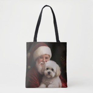 Bichon Frise mit Santa Claus Festive Weihnachten Tasche
