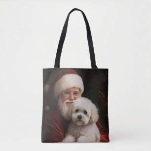 Bichon Frise mit Santa Claus Festliches Weihnachte Tasche