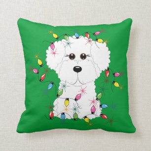 Bichon Frise mit Weihnachtslicht-Wurfs-Kissen Kissen
