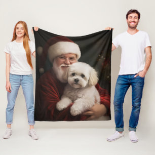 Bichon Frise mit Weihnachtsmann Festive Weihnachte Fleecedecke