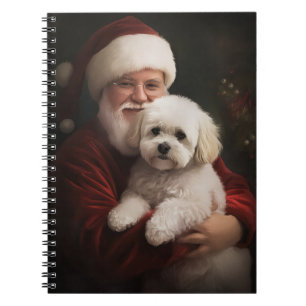 Bichon Frise mit Weihnachtsmann Festliches Weihnac Notizblock