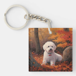 Bichon Frise n Herbstleaves Fall Inspiriert Schlüsselanhänger