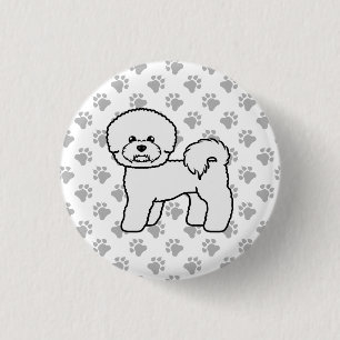 Bichon Frise Niedlich Cartoon Dog Illustration Button
