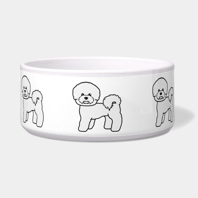 Bichon Frise Niedlich Cartoon Dog Illustration Napf (Vorderseite)