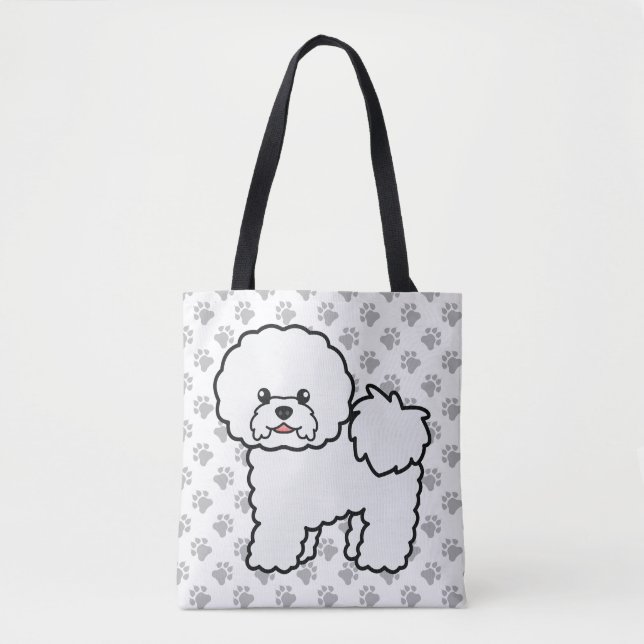Bichon Frise Niedlich Cartoon Dog & Paws Tasche (Vorderseite)