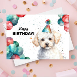 Bichon Frise Niedlich Pet White Dog Portrait Gebur Karte