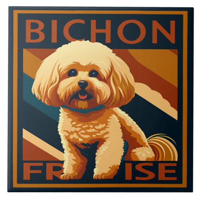 Bichon Frise Niedlich Puppy Fliese (Vorderseite)
