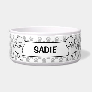Bichon Frise Niedlicher Cartoon Hund mit Paws & Na Napf