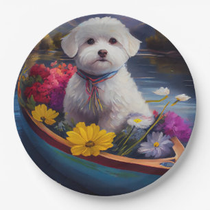 Bichon Frise on a Paddle: Ein Landschaftliches Abe Pappteller