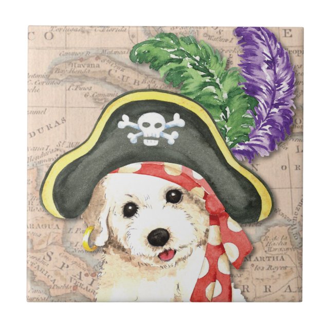 Bichon Frise Pirate Fliese (Vorderseite)