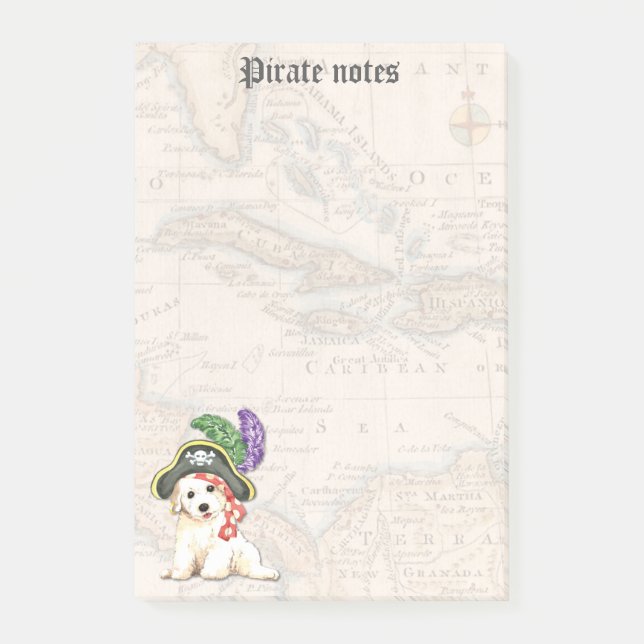 Bichon Frise Pirate Post-it Klebezettel (Vorderseite)