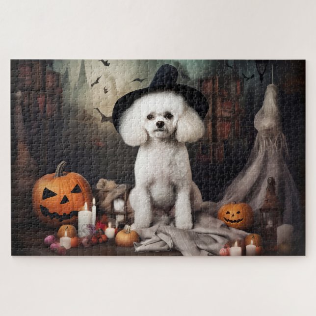 Bichon Frise Pumpkins Halloween Beängstigend (Horizontal)