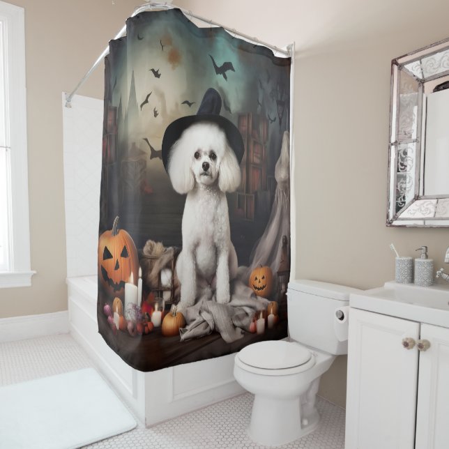 Bichon Frise Pumpkins Halloween Beängstigend Duschvorhang (Beispiel)