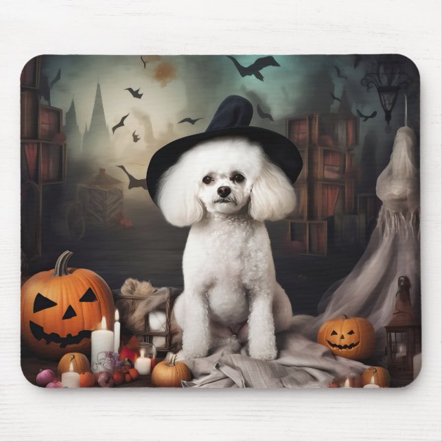 Bichon Frise Pumpkins Halloween Beängstigend Mousepad (Vorne)