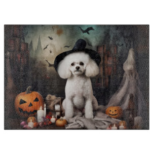 Bichon Frise Pumpkins Halloween Beängstigend Schneidebrett