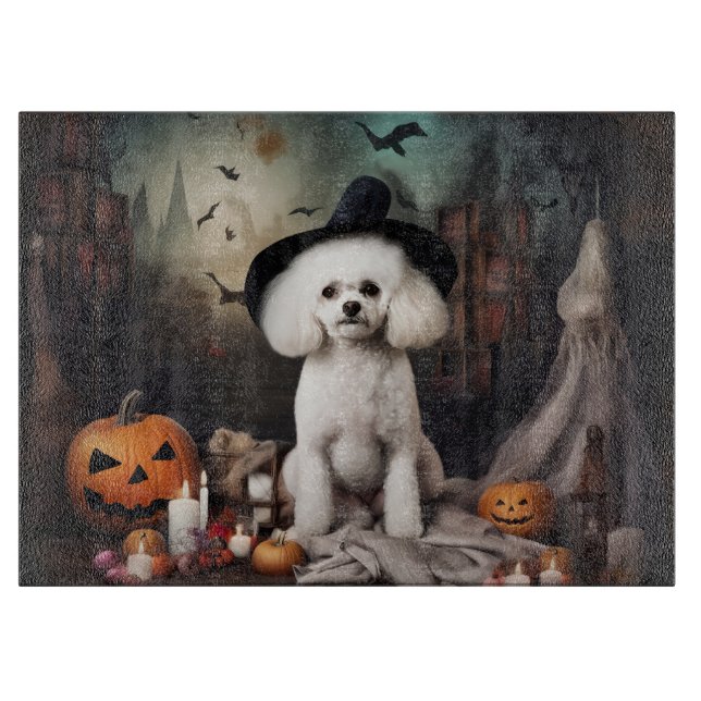 Bichon Frise Pumpkins Halloween Beängstigend Schneidebrett (Vorderseite)