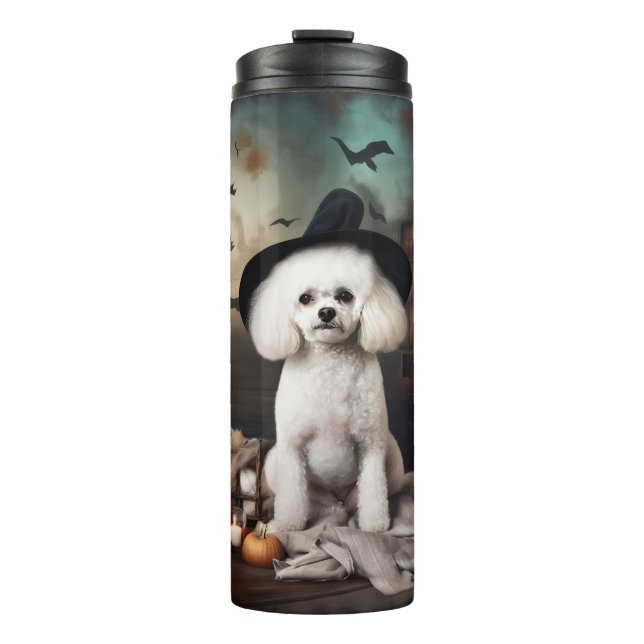 Bichon Frise Pumpkins Halloween Beängstigend Thermosbecher (Vorderseite)