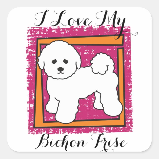 BICHON FRISE QUADRATISCHER AUFKLEBER (Vorderseite)