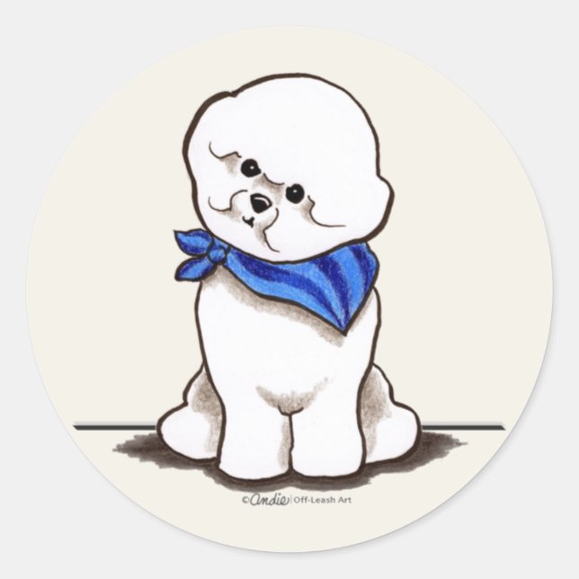 Bichon Frise Sailor Boy Blue Runder Aufkleber (Vorderseite)