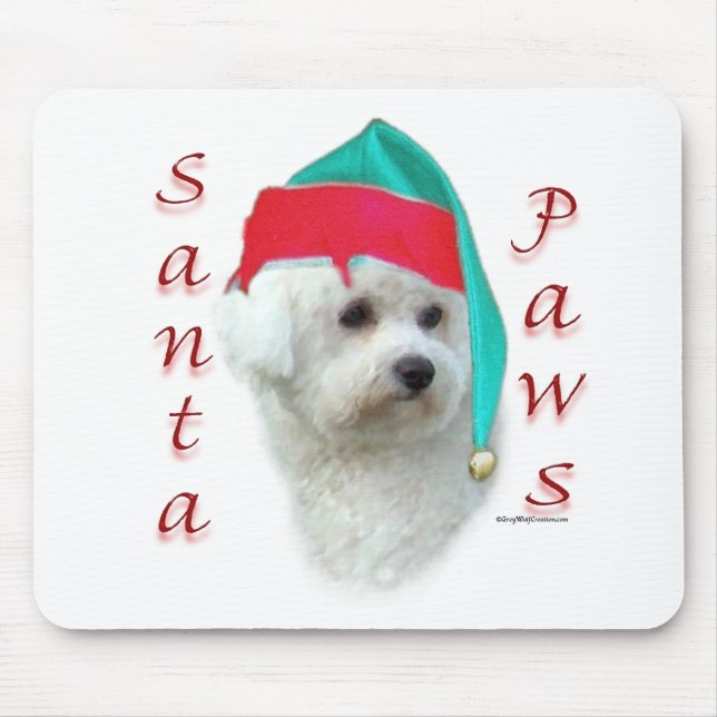 Bichon Frise Santa Paws Mousepad (Vorne)