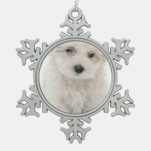 Bichon Frise Schneeflocken Zinn-Ornament