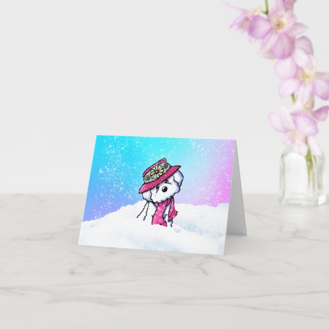 Bichon Frise Schneeiger Winter Karte (Orchidee)