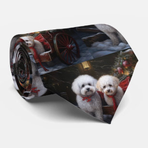 Bichon Frise Schneeschlitten Weihnachtsdekoration Krawatte