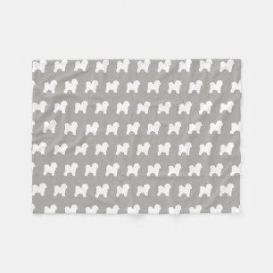 Bichon Frise Silhouette-Muster-Grau Fleecedecke