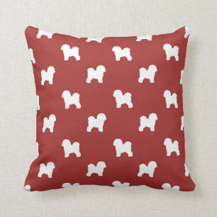 Bichon Frise Silhouetten Muster Red Kissen