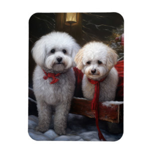 Bichon Frise Snowy Sleigh Weihnachtsdekor Magnet