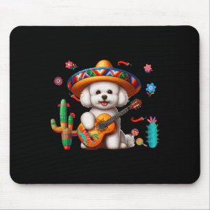 Bichon Frise Sombrero Mexican Guitar Cinco De Mayo Mousepad
