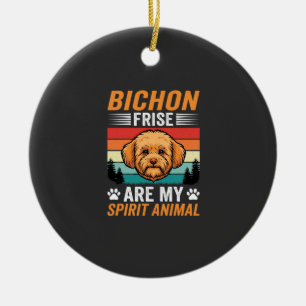 Bichon Frise Spirit-Tier Retro-Hund Keramik Ornament
