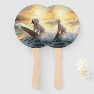 Bichon Frise Strand Surfen Malerei Fächer