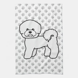 Bichon Frise Süße Cartoon-Hund-Illustration Geschirrtuch