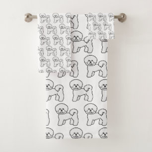 Bichon Frise Süße Cartoon-Hund-Illustration Muster Badhandtuch Set