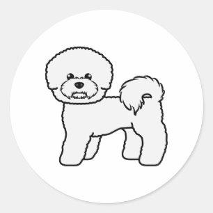 Bichon Frise Süße Cartoon-Hund-Illustration Runder Aufkleber