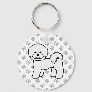 Bichon Frise Süße Cartoon-Hund-Illustration Schlüsselanhänger