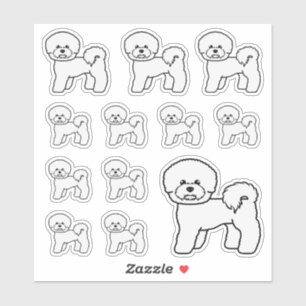 Bichon Frise Süße Cartoon-Hund-Illustrationen Aufkleber