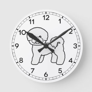 Bichon Frise Süße Zeichentrick-Hund-Illustration Runde Wanduhr