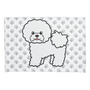Bichon Frise Süßer Cartoon-Hund mit grauen Hundepf Kissenbezug