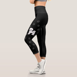 Bichon Frise Süßer Cartoon-Hund mit Pfoten Capri Leggings