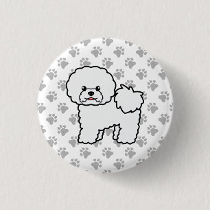 Bichon Frise Süßer Cartoon-Hund & Pfoten Button
