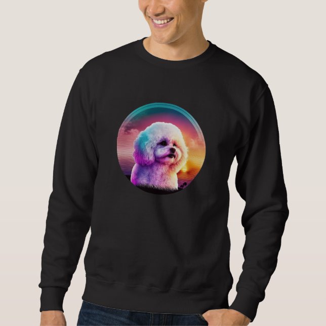 Bichon Frise Synthwave 80s Retrowave Aesthetic  1 Sweatshirt (Vorderseite)
