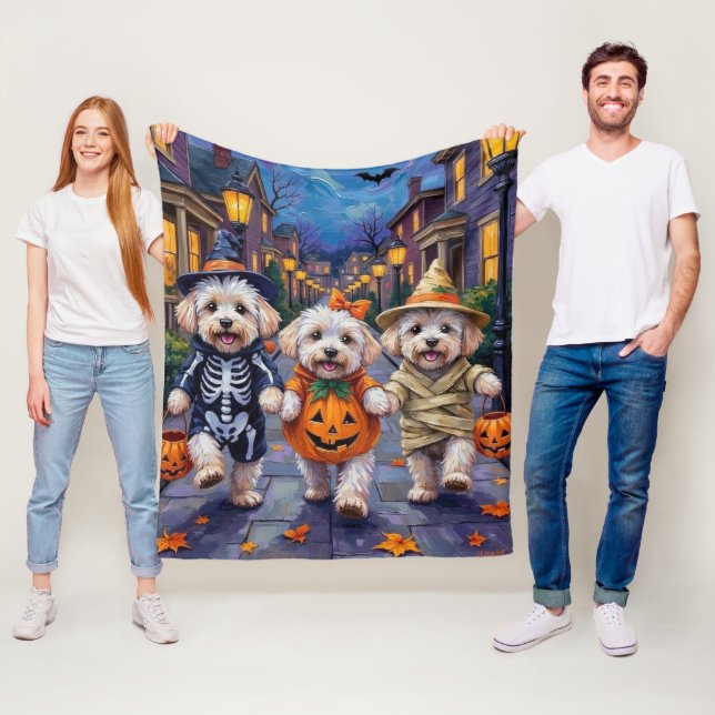 Bichon Frise Trick-oder-Treating Halloween-Kostüme Fleecedecke (Beispiel)